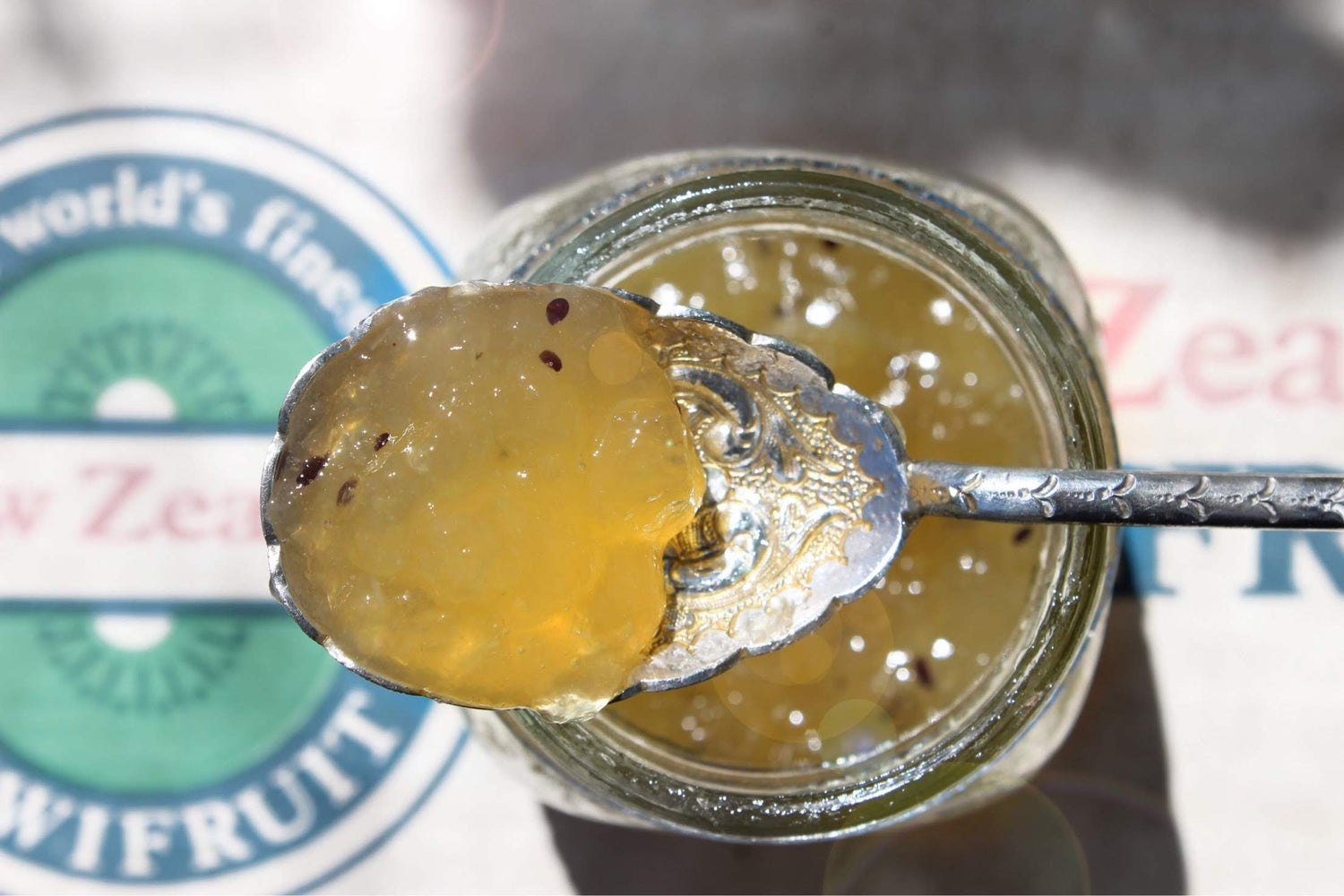 Local Te Puke Kiwifruit Jam on a Spoon